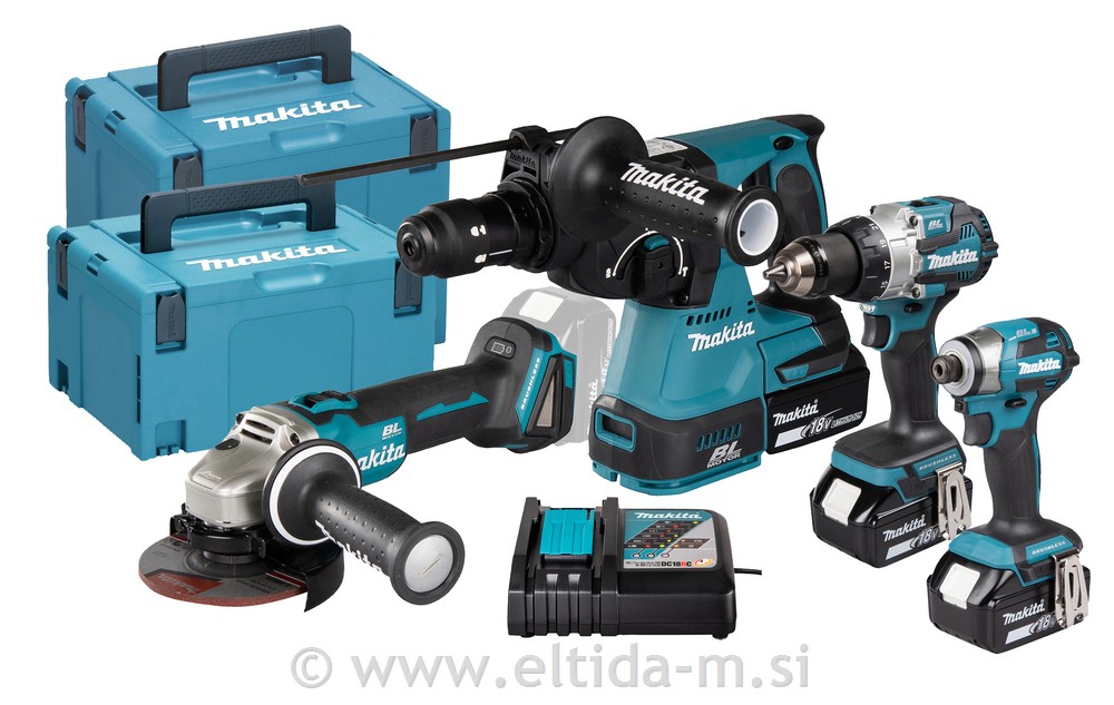 Makita set orodja DLX4195JX1 (DHP489 + DGA504 + DHR243 + DTD173)